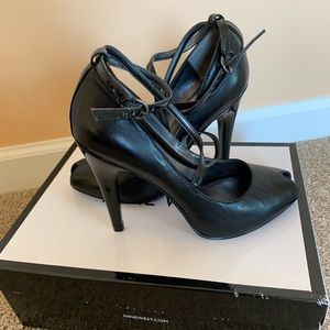 NINE WEST BLACK LEATHER PAOLETTA PUMPS NEW W/BOX